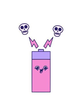 Kafatasının etrafında dönen sevimli bir batarya çizgi filmi.