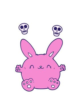 Çizgi film tavşan çiziminin kafatası animasyonu