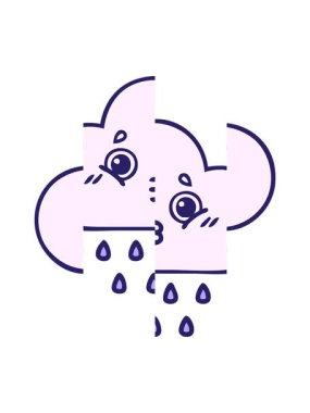 Bir bulutun karikatürünün bölünen hareketi