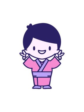 pixelize effect animation of a japanese man celebrating in traditional clothing