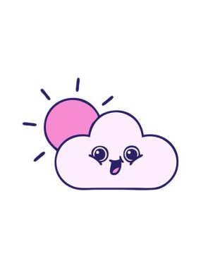 Bulut ve güneş ışığının tatlı çizgi filminin basınçlı animasyonu