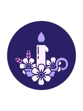 spinning motion animation of tattoo style image of a candle holder