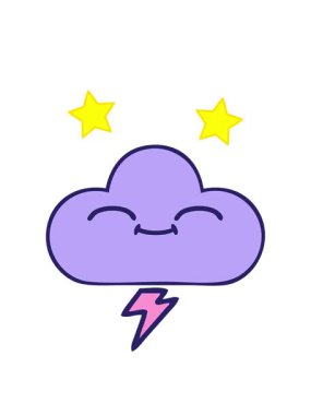 Fırtınalı bulut dizaynının sevimli çizgi filmlerinin dönen yıldızları.