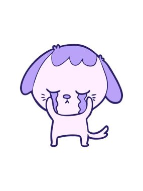 Tatlı köpek ağlama çizgi filminin dönen hareketli animasyonu