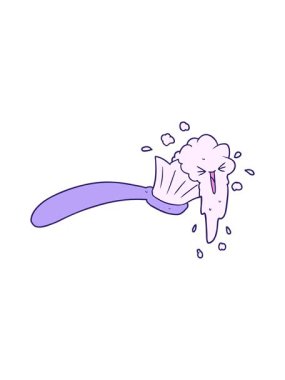 Çizgi film diş fırçası ve diş macununun basınçlı animasyonu