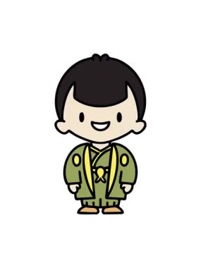 Geleneksel düğün kıyafetleri içindeki Japon erkeğinin animasyonu