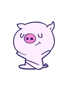 Gülümseyen çizgi film domuzunun hareketli animasyonu