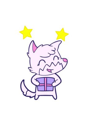 spinning stars animation of happy cartoon fox design