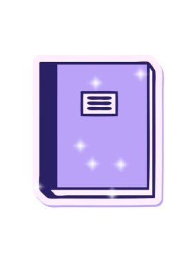 Sevimli bir çizgi film ders kitabının yapıştırmasının ışıltı etkisi