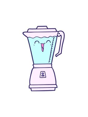 Çizgi film gıda işlemcisi tasarımının hareketli animasyonunu oynat