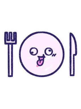 Yemek Tabağı Tebeşir Çiziminin canlandırmasını renklendir