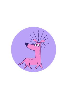 Dövme stili bir ikonun yatay titreşimli animasyonu şaşırmış bir köpek