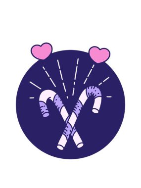 Dövme stili baston şeker ikonunun dönen kalp animasyonu