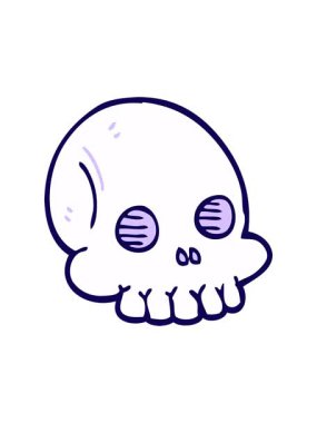 Çizgi film karalamalarının neon ışık efektleri cadılar bayramı kafatasının animasyonu