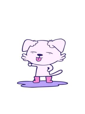 Su birikintisine dilini sokan çizgi film köpeğinin hareketli animasyonu