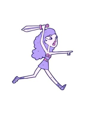 Kılıçlı Viking kız çizgi filminin hareketli animasyonu