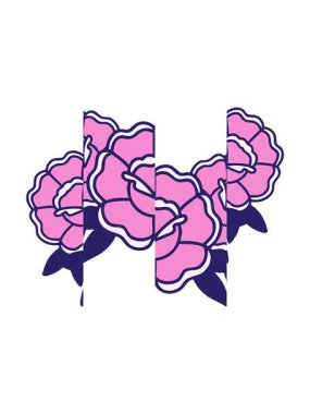 Dövmenin hareketli animasyonu geleneksel çiçek buketi tarzında.