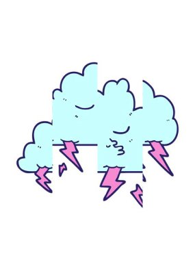 Çizgi film fırtına bulutunun bölünen hareketi