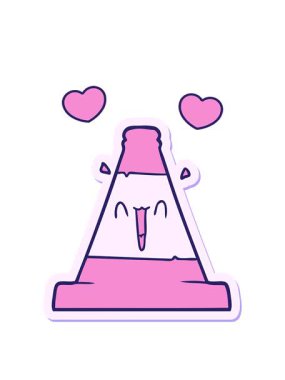 Çizgi film trafik konisi çıkartmasının dönen kalp animasyonu