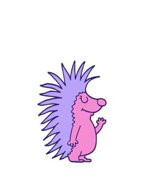 Çizgi film animasyonunu genişletiyorum. Karalama, çivili kirpi.