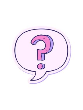 Konuşma kabarcığı etiketli çizgi film soru işaretinin dikkat çekici animasyonu