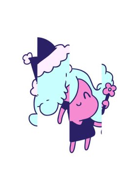 Kamwai kızının Noel karikatürünün bölünmüş hareketi.