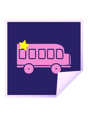 Parlayan yıldızlar, okul otobüsünün kare soyulmuş çıkartma karikatürünün animasyonunu etkiler.