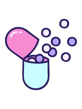 Retro Tattoo Biçiminin basınçlı animasyonu tıbbi kapsül haplarını patlattı