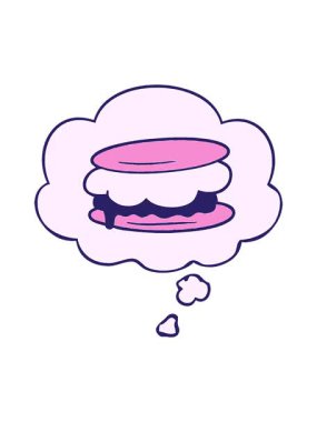 Çizgi roman tarzında düşünce baloncuğu olan smore çizgi filminin basınçlı canlandırması