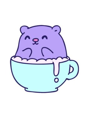 Küçük bir ayının çizgi filminin basınçlı animasyonu ne yazık ki lattene oturdu.