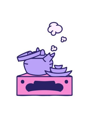 Yeni demlenmiş Japon çay takımının ışık efekti animasyonu