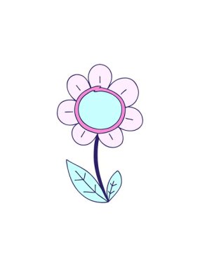 El çiziminin hareketli animasyonu. Tuhaf karikatür papatyası.