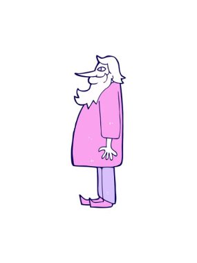 Çizgi film sakallı yaşlı adamın neon ışık efekti animasyonu