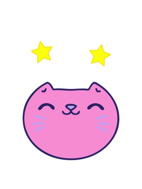 dönen yıldızlar mutlu bir kedi suratının çizgi filmlerinin animasyonları