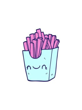 Kutudaki çizgi film kızartmalarının satış animasyonu.