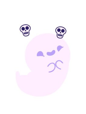 Neşeli cadılar bayramı hayaletinin kafatası animasyonu