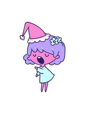 Titrek hareketli el animasyonu çizilmiş Noel çizgi filmi Kawaii kızı