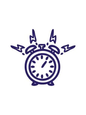 Çalan bir alarm saat simgesini çizen çizginin titreyen hareketli animasyonu