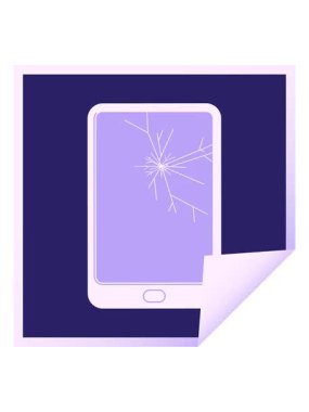 Kırık elektronik tablet vektör kare etiketinin pixelize etkisi canlandırması