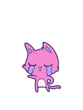 Ağlayan çizgi film kedisinin hareketli animasyonu