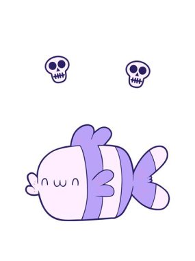 sevimli karikatür balıklarının kafatası animasyonları