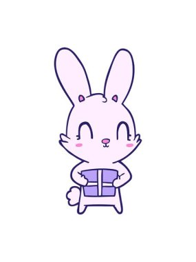 Sevimli çizgi film tavşanının parlak ışık efekti.