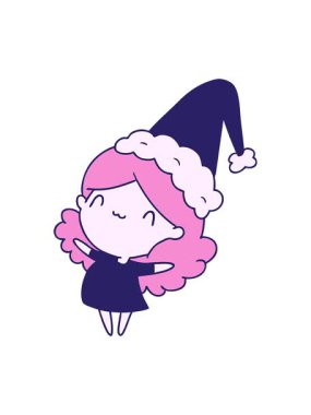 Bir Kawaii kızının Noel karikatürünü sallayarak canlandırmak.