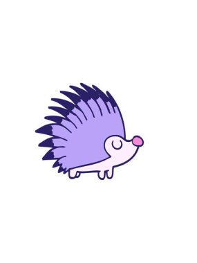 Çivili kirpinin karikatürünün yatay titreşimli animasyonu