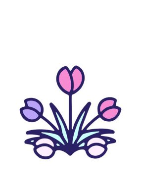 Çizgi film lale çiçek tasarımının animasyonunu genişletiyor