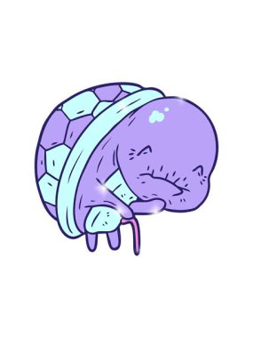 Çizgi film karakteri, bastonlu yaşlı kaplumbağanın ışıltı etkisi.