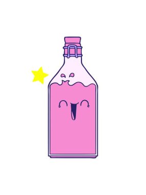 Parlayan yıldızlar eski meyve suyu şişesinin animasyonunu etkiler.