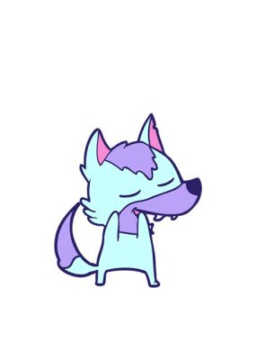 Çizgi film kurdunun gülüşünün hareketli animasyonu