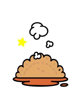 Parıldayan yıldızlar, buharda pişen sıcak Japon hamur işi atıştırmalıklarının animasyonunu etkiler.