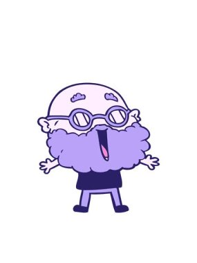 Sakallı neşeli bir adamın hareketli çizgi filmi.